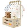 HuhWafee Cesto per Neonati in Legno, Regalo con Manico per Baby Shower, Portabiancheria per Compleanni, Natale, Nuovo Genitore (A)