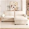 MSMOK Divano Modulare Cloud Sezionale Oversize Divano Ad Angolo Confortevole per Soggiorno Design Moderno Seduta Profonda con Poggiapiedi Mobile Schienale Alto Beige Dimensione:L216×H82×P77