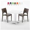 Produce Shop Tavolino Quadrato Bianco 70x70 cm con 2 Sedie Colorate Paris Patio - Marrone