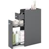 LIFEZEAL Mobiletto Bagno Salvaspazio, Stretto, 18x40x70cm, con Cassetto, Porta Carta Igienica, Scaffale Scorrevole con Ruote, Armadietto Bagno, Carrello, Piccolo, Moderno, in Legno (grigio)