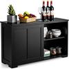 COSTWAY Armadietto da Cucina Mobiletto per Cucina Composto da 2 Porte Scorrevoli Dimensioni: 106,7 x 33 x 62,6 cm (Nero)