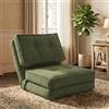 Fabulcozy Poltrona Letto 4-in-1, Schienale Regolabile 5 Posizioni in Velluto a Coste, Struttura in Ferro, Maniglia e Cinghie, Poltrona Multiuso per Soggiorno, Ufficio,Verde Chiaro