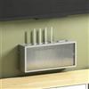 HEFJIAYCIQ Scatola Nascosta Per Router Wifi in Legno, Mobile Da Parete Wireless Con Ante Scorrevoli in Acrilico, Per Presa Multipla E Modem Dell'ufficio Domestico,Gray 2,45.3x10x20cm
