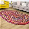 RAJRANG Tappeto multicolore Chindi, 5'x 8', ovale, intrecciato a mano, reversibile, boho, grande, per l'arredamento country