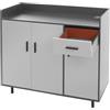 HIKUUER Armadietto da cucina 100 x 34 x 92 cm, credenza da cucina con 1 cassetto e 3 ante da cucina, armadio a buffet, armadietto da bagno (grigio, nero)