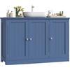 FOREHILL Largo 90 cm Mobile Sottolavabo per Bagno, Mobiletto Bagno con 3 Ante, Mobile Sottolavabo Grande a Ripiani Regolabili e Rimovibili, Scanalatura a Forma di U, 90x30x61.8 cm (Blu)
