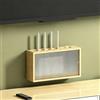 HEFJIAYCIQ Scatola Nascosta Per Router Wifi in Legno, Mobile Da Parete Wireless Con Ante Scorrevoli in Acrilico, Per Presa Multipla E Modem Dell'ufficio Domestico,Beige 1,36.9x10x20cm