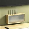 HEFJIAYCIQ Scatola Nascosta Per Router Wifi in Legno, Mobile Da Parete Wireless Con Ante Scorrevoli in Acrilico, Per Presa Multipla E Modem Dell'ufficio Domestico,Beige 2,45.3x10x20cm