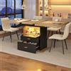 Huayz Tavolo da pranzo allungabile fino a 140 cm, per 4-6 persone, con illuminazione a LED e vano portaoggetti, controllo tramite app, per sala da pranzo, cucina, MDF, 110 x 140 x 80 x 75 cm (nero)
