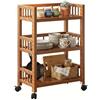 Utensy Carrello da portata con ruote, carrello da cucina in legno, 3 ripiani, carrello mobile multiuso per cucina, bagno, corridoio e balcone, carrello salvaspazio