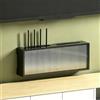HEFJIAYCIQ Scatola Nascosta Per Router Wifi in Legno, Mobile Da Parete Wireless Con Ante Scorrevoli in Acrilico, Per Presa Multipla E Modem Dell'ufficio Domestico,Black 3,55.3x10x20cm