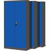 Jan Nowak Set di 3 Armadio da Ufficio C001 Archivio per Officina in Metallo Verniciato a polvere Chiudibile 195 cm x 90 cm x 40 cm (Antracite-Blu)