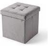 INTRECCI Pouf Salvaspazio in Velluto - Panca Imbottita Versatile e Facile da Pulire - Contenitore Quadrato 38x38x38 cm - Design Moderno e Compatto, Facile da Montare - Colore: Grigio