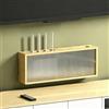 HEFJIAYCIQ Scatola Nascosta Per Router Wifi in Legno, Mobile Da Parete Wireless Con Ante Scorrevoli in Acrilico, Per Presa Multipla E Modem Dell'ufficio Domestico,Beige 3,55.3x10x20cm