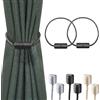Milaloko 2 Pack Forte Tenda Magnetica Tiebacks con più Spessa Corda di Torsione Decorativa Tie Backs Holdbacks per Tende Tenda Finestra, Nero