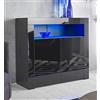 MMT Furniture Designs Ltd Credenza da buffet nera con luci a LED, credenza con parte anteriore lucida, corpo opaco, moderno mobile portaoggetti e mobile da cucina, 90 cm (larghezza) x 35 cm