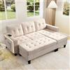 Soweiz Gruppo divano soggiorno a forma di L: poggiapiedi mobile + illuminazione a LED, combinazione a tre posti + poggiapiedi a due posti, moderno divano letto modulare (beige)