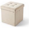 INTRECCI Pouf Salvaspazio in Velluto - Panca Imbottita Versatile e Facile da Pulire - Contenitore Quadrato 38x38x38 cm - Design Moderno e Compatto, Facile da Montare - Colore: Crema