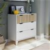 Dmora - Cassettiera Gromore, Settimino multiuso, Comò camera da letto, Mobile con cassetti, 71x40 h76 cm, Bianco e Rovere
