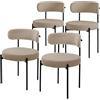 ML DESIGN modern living ML-Design Set di 4 Sedie per Sala da Pranzo Sedia da Cucina in Tessuto Teddy Marrone Poltroncina da Soggiorno con Schienale Poltrona Imbottite con Gambe in Metallo Nero Sedie Lounge Ergonomiche