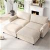 MSMOK Divano Modulare Confortevole Cloud Sezionale a U/Angolare Divano Oversize Deep Seater con 2 Poggiapiedi Mobili Schienale Alto Beige Dimensioni L 216 x H 82 x P 77 cm