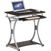 BAKAJI Scrivania con Portatastiera Estraibile e Ripiano Tavolo da Lavoro Porta Pc Computer in Metallo e Legno MDF Arredamento Casa Ufficio Cameretta Design Moderno Compatta Colore Brown