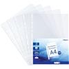 Waytex Buste in plastica forate A4 trasparenti lisce da 50 micron per raccoglitori a 11 fori, confezione da 50 buste in polipropilene antistatico con rinforzo, uso regolare