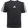 adidas Unisex - Bambini ESSENTIALS 3 STRIPES SLEEVE T-SHIRT, black/white, 5-6 Years