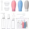 Carehabi Set di flaconi da viaggio da riempire, flaconi da viaggio, piccoli vasetti per creme, flacone spray trasparente, dosatore a pompa per shampoo, accessori da viaggio per cosmetici