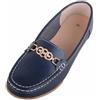 ABSOLUTE FOOTWEAR Mocassini da barca da donna in vera pelle, facili da infilare, con bordo diamantato, Blu reale, 37 EU
