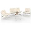 IDMarket - Set di mobili da Giardino Basso Arona a 4 posti in Metallo Bianco e Cuscini Beige con Divano, poltrone e Tavolo