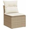 vidaXL Divano Giardino Senza Braccioli con Cuscini Beige in Polyrattan