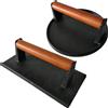 Firsgrill Pressa per hamburger a fondo piatto, rotonda da 18 cm e rettangolare da 20,3 x 10,9 cm, resistente, in ghisa, con manico in legno, per griglie Blackstone Weber Treager (F&YPP)
