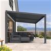 PURPLE LEAF Pergola Bioclimatica con Tetto Inclinato, 3 x 4,25 m, in Alluminio, Pergola Giardino Esterno con Lame Orientabili, Resistente alle Intemperie, Ideale per Terrazza e Giardino, Grigio