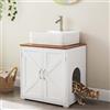 unipaws Armadietto 2 in 1, mobiletto per gatti, impermeabile, con porta, ingresso flessibile, colore: bianco/noce, 60 x 44 x 60 cm