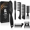 DUAIU Spazzola Capelli Uomo Styling Set,DUAIU Set Spazzole e Pettini per Capelli per Uomini, Pettine Capelli Uomo,con Pettine Denti Larghi,Spazzola Capelli Districante,Rotonda per Styling