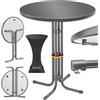 KESSER Gastro Tavolo da bistrot pieghevole, set da 2 pezzi, piastra in acciaio inox verniciato a polvere, piedini regolabili in altezza, tavolo per feste, diametro 60 cm, tavolo da ricevimento per