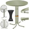 KESSER Gastro - Tavolo da bistrot pieghevole, in acciaio inox verniciato a polvere, piedini regolabili in altezza, diametro 60 cm, per interni ed esterni, tavolo da ricevimento con rivestimento