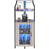Garvee Mobiletto per bar a 4 livelli moderno con porta in vetro e luce LED - Ripiani regolabili in MDF resistente, design curvo - Conservazione per bottiglie, tazze e accessori - Colore: grigio