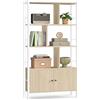 VASAGLE Libreria, Scaffale Portaoggetti, Libreria Verticale a 4 Ripiani, Mobile per Salotto Studio Ufficio Cucina, Struttura in Acciaio, Stile Moderno, Beige Naturale e Bianco Nuvola LBC022LL01