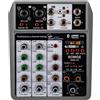 BOMGE Mixer audio professionale, console di mixaggio con 4 canali USB digitale Bluetooth effetto ritardo, ingresso 48 V Phantom Power Stereo DJ mixer per registrazione, live streaming, podcasting