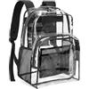 YGR Zaino trasparente in PVC resistente, con tasche multiple, per concerti di sicurezza, viaggi, festival, nero