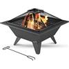 MaxxGarden Braciere da Esterno - Ciotola di Fuoco con Griglia per il Giardino - 53x53 cm - Colore Nero