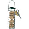 Relaxdays Mangiatoia per Uccelli Selvatici, da Appendere, Dispenser per Mangime, Coperchio, Ferro, 31 cm, Verde Scuro