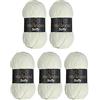 Wollbiene Softy, 5 gomitoli di lana di ciniglia da 100 g, 500 g (bianco crema 02)