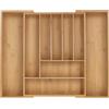 Relaxdays Portaposate da Cassetto Allungabile, Divisorio a 7-9 Scomparti per Posate, 5x32,5-53,5x43 cm, bambù, Naturale
