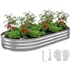 VEVOR Letto Rialzato per Ortaggi da Giardino in Metallo 240x120x30 cm Forma Ovale, Letto da Giardino per Orto Rialzato Coltivazione Fiori Verdure Frutte Fondo Aperto Telaio in Alluminio Zincato