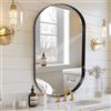 Melodieux Specchio da bagno nero da parete, 55 x 75 cm, con cornice in metallo, ovale, specchio decorativo per camera da letto, soggiorno, ingresso orizzontalmente o verticalmente