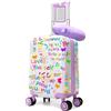 HTgroce Set Valigia Bambina DIY - Trolley Rigido con Cuscino per il Collo e Etichetta - Bagaglio a Mano 4 Ruote 360° - Regalo per Viaggi