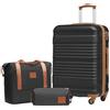 COOLIFE Set di Valigie Rigida 3 Pezzi, Set Valigie con Borsone da Viaggio Espandibile Palestra e Borsa da Toilette, Valigia con 4 Rotelle Girevoli a 360° TSA Serratura